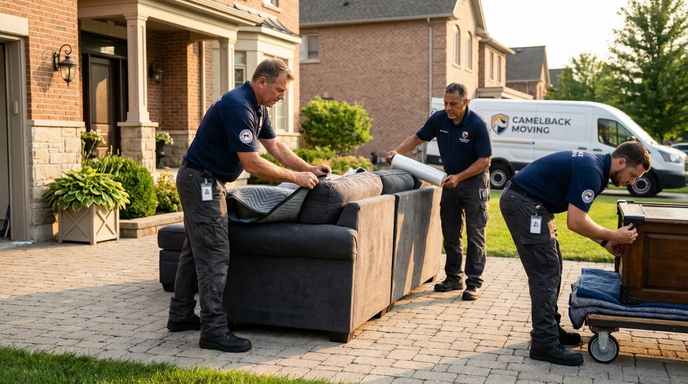 Large estate moving crew wrapping furniture in Glenwood, AR
